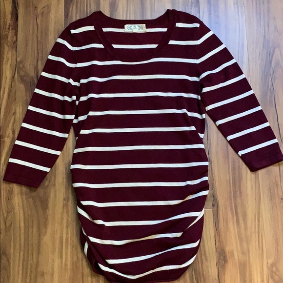 Sweaters - Maternity Burgundy Striped Sweater Sweaters - Maternity Burgundy Striped Sweater